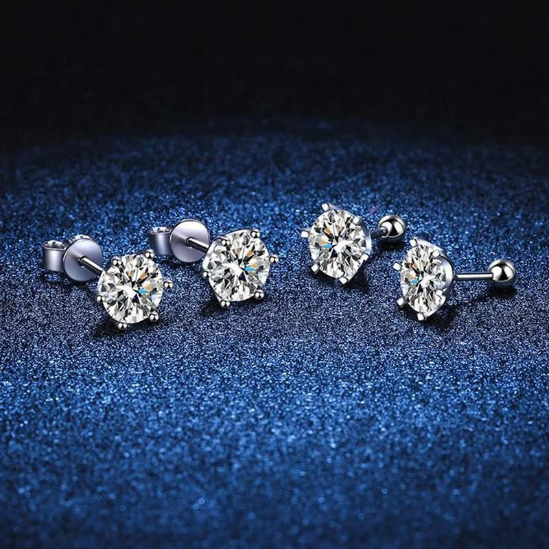 Six-Prong Moissanite Ball-Back Stud Earrings - ball-back size comparison