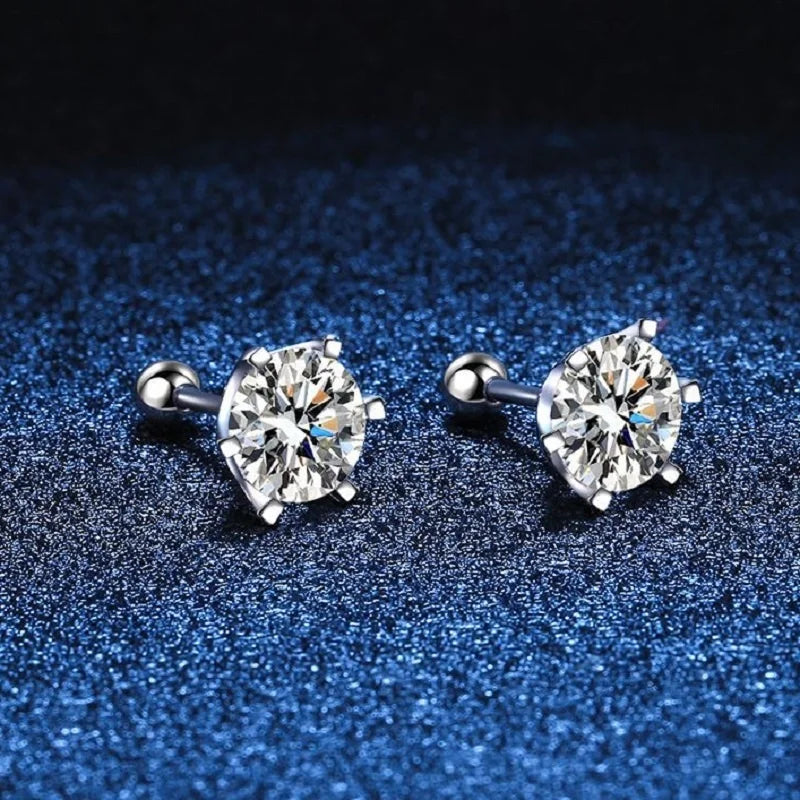 Six-Prong Moissanite Ball-Back Stud Earrings - pair with ball backs