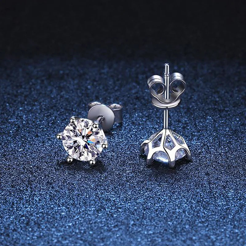 Six-Prong Moissanite Ball-Back Stud Earrings - alternate backing detail
