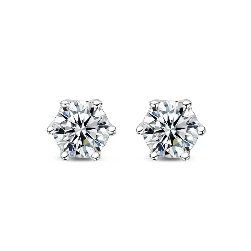 Six-Prong Moissanite Ball-Back Stud Earrings - front view