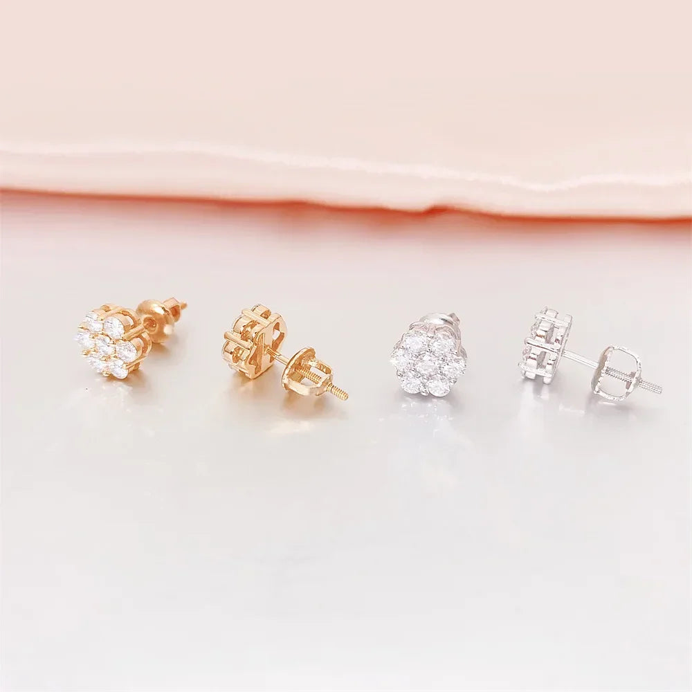 Seven-Stone Flower Moissanite Cluster Stud Earrings — Setting profile comparison