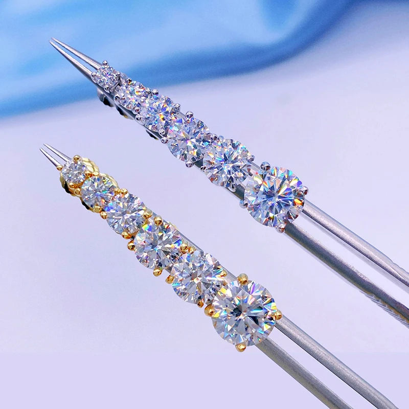 Colored Four-Prong Moissanite Screw-Back Stud Earrings — Stone-size comparison