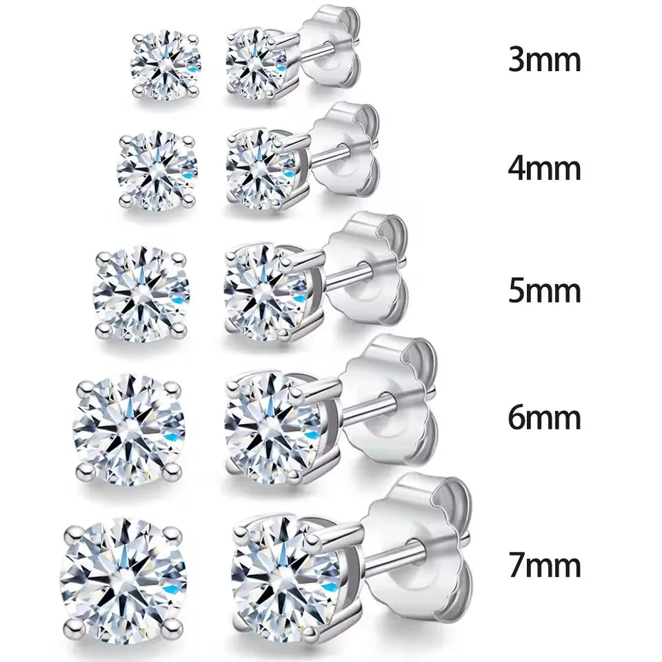 Black & White Moissanite Four-Prong Stud Earrings - stud diameter reference