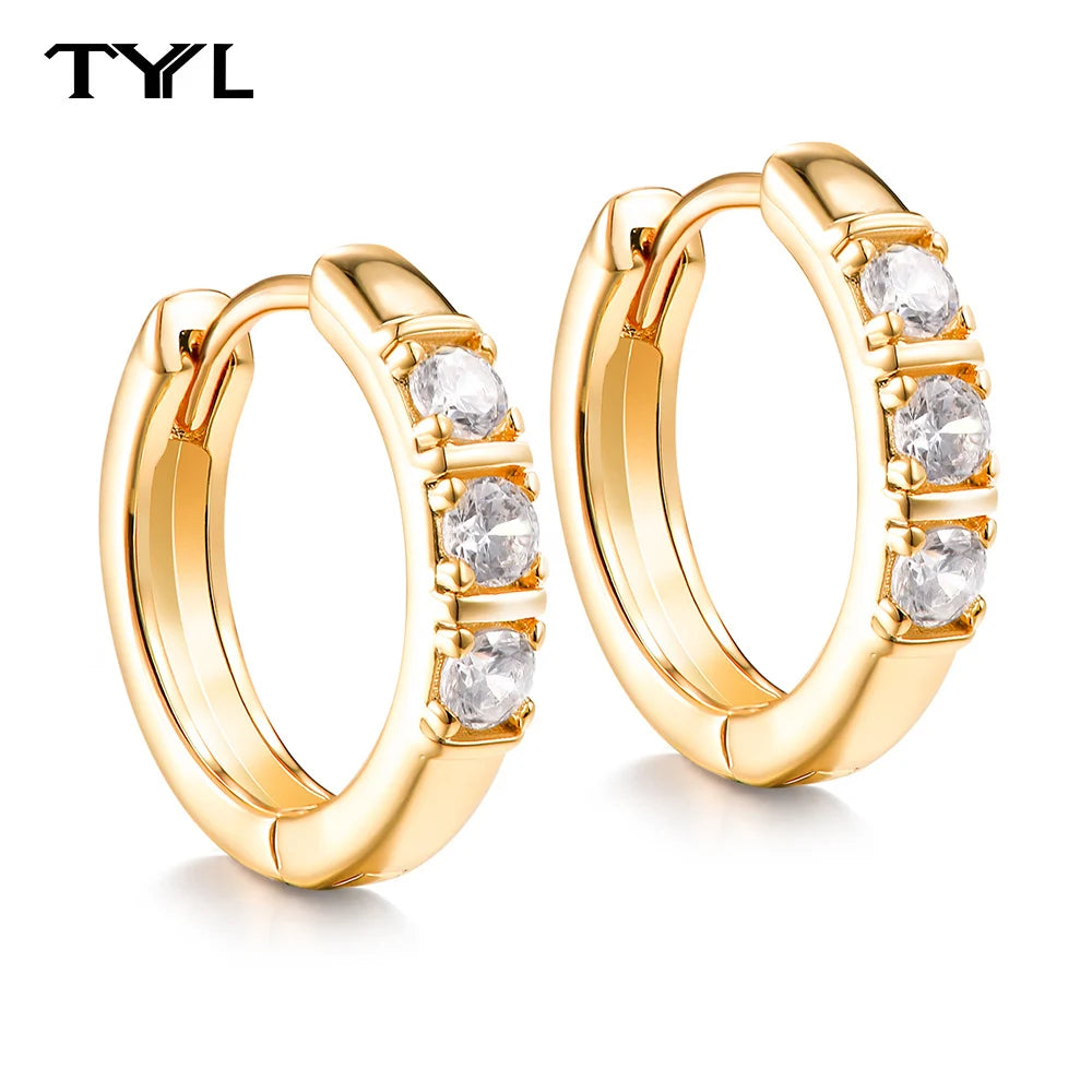 Moissanite Hoop & Drop Earrings in Sterling Silver — Gold-Tone 15mm hoops