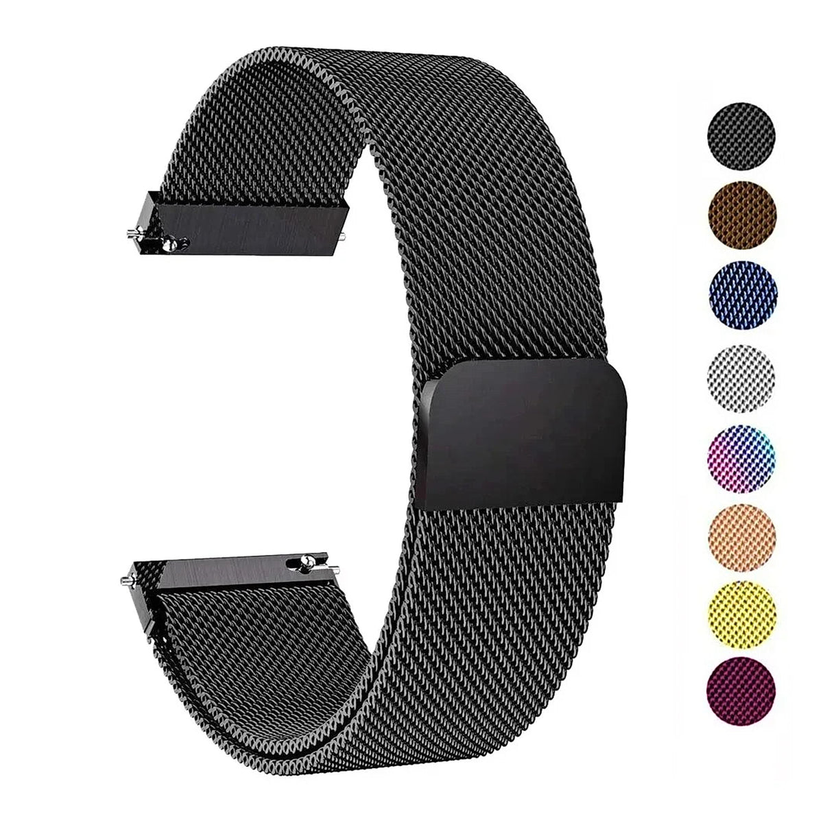 OnePlus Smartwatch Milanese Loop Band Magnetic Metal Bracelet Strap in black color with various color options.