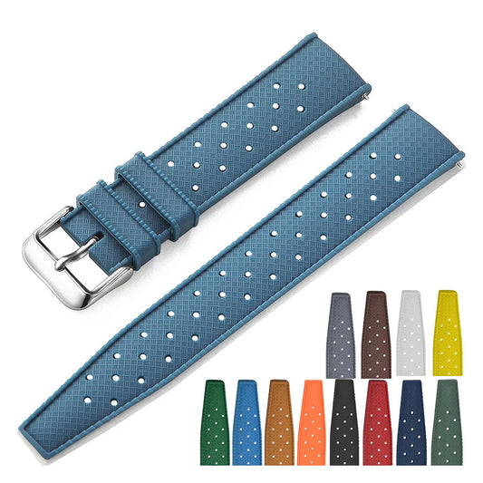 OnePlus Smartwatch Silicone Watch Band Breathable Quick Release Strap in blue with multiple color options shown.
