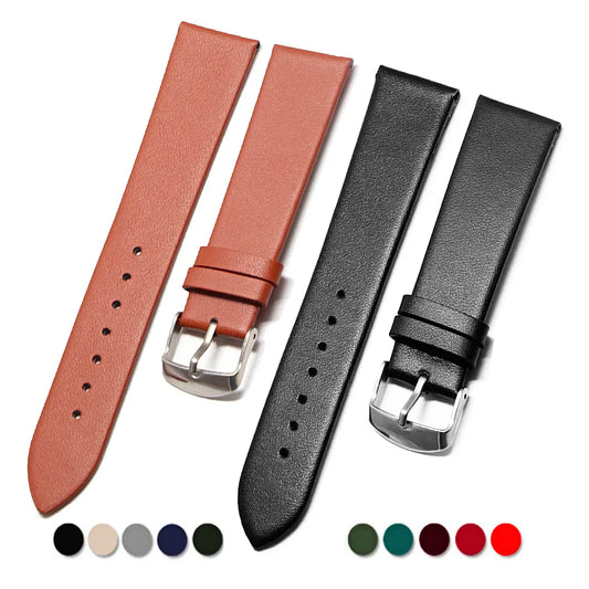 OnePlus Smartwatch Leather Band, Calf Leather Strap with Pin Buckle in various colors.