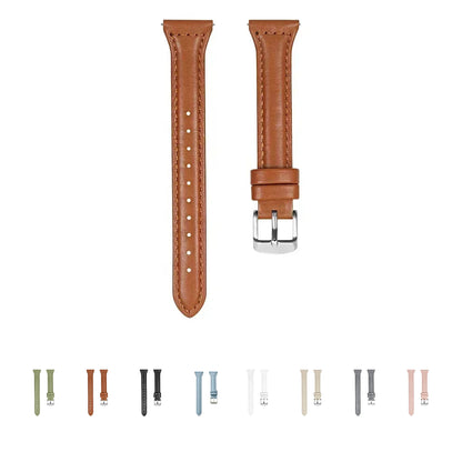 OnePlus Watch Band Leather Slim Strap Bracelet for Smartwatch shown in hand with smartwatch display.