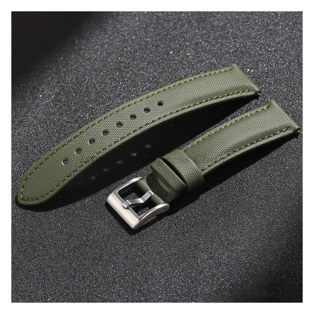 OnePlus Smartwatch Nylon Quick Release Sailcloth Watch Band Strap in green fabric with buckle.