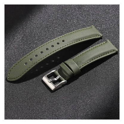 OnePlus Smartwatch Nylon Quick Release Sailcloth Watch Band Strap in green fabric with buckle.