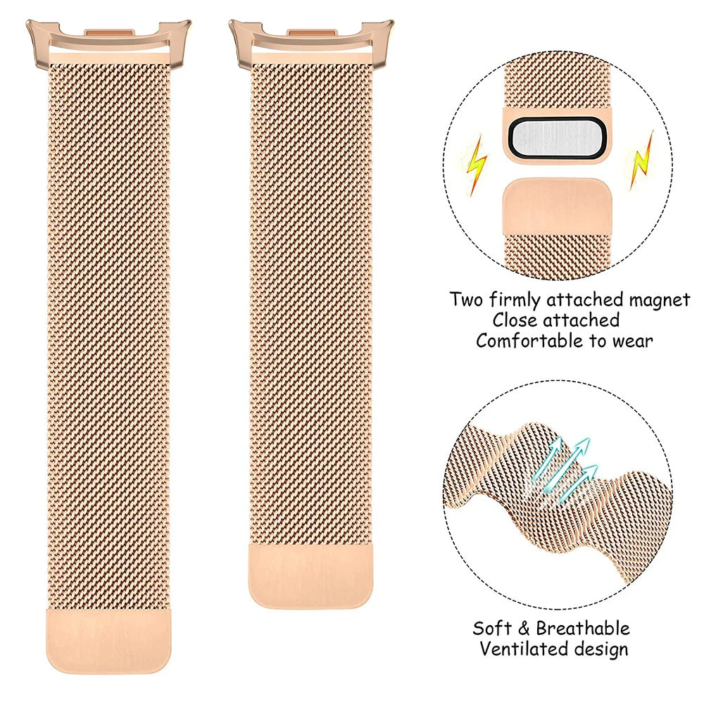 Magnetic mesh watch band closure diagram for Samsung Galaxy Watch8, Watch8 Classic and Watch9