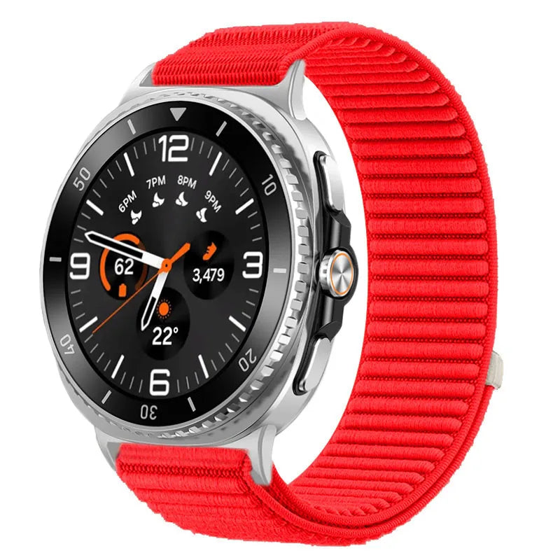 Ribbed Nylon Adjustable Loop Band in Red for Samsung Galaxy Watch8, Watch8 Classic and Watch9