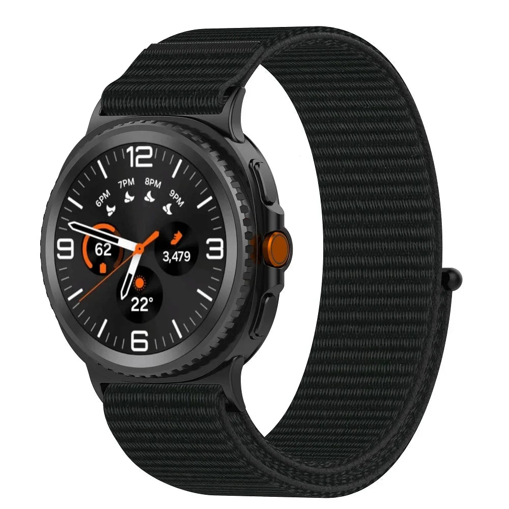 Black nylon sport loop attached to a smartwatch
