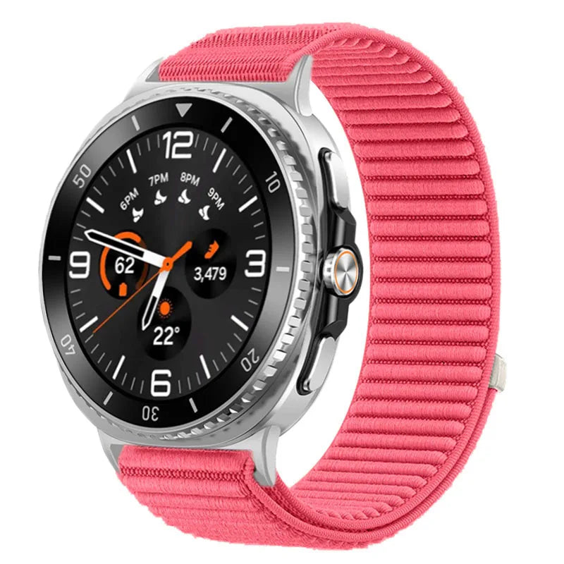 Ribbed Nylon Adjustable Loop Band in Rose Pink for Samsung Galaxy Watch8, Watch8 Classic and Watch9