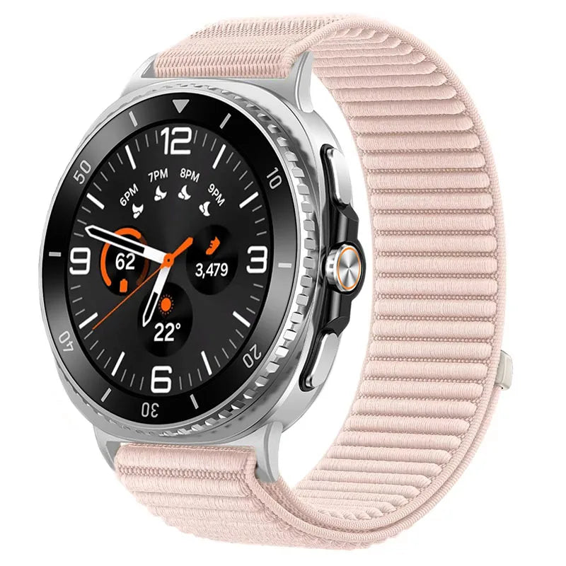 Ribbed Nylon Adjustable Loop Band in Blush Pink for Samsung Galaxy Watch8, Watch8 Classic and Watch9