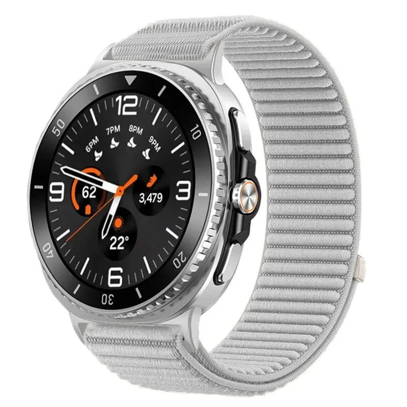 Ribbed Nylon Adjustable Loop Band in Gray for Samsung Galaxy Watch8, Watch8 Classic and Watch9