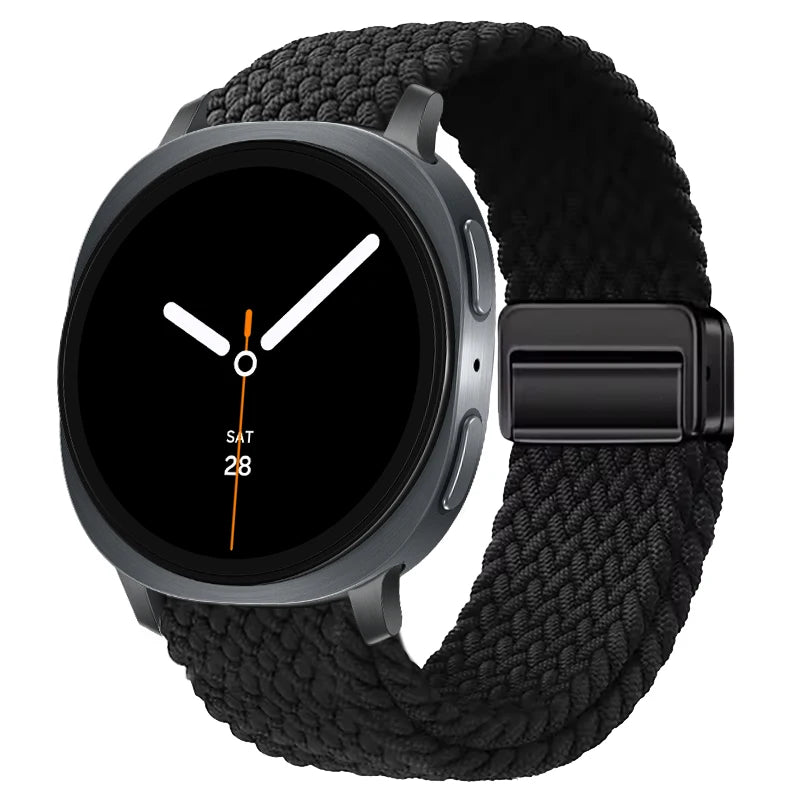 Braided Nylon Clasp Band in Black / Black Clasp for Samsung Galaxy Watch8, Watch8 Classic and Watch9