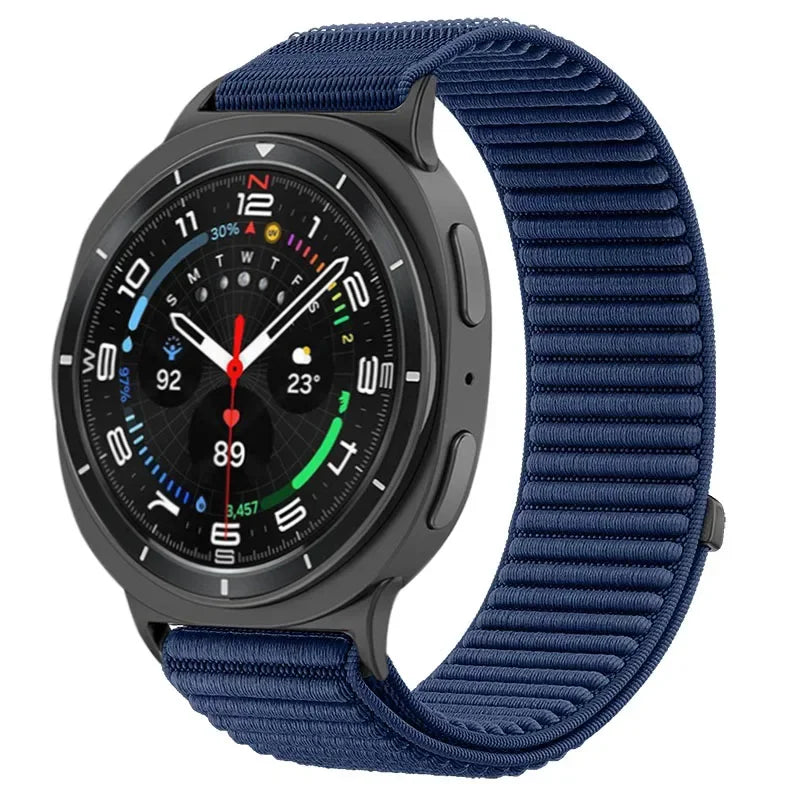 Ribbed Nylon Adjustable Loop Band in Navy Blue for Samsung Galaxy Watch8, Watch8 Classic and Watch9