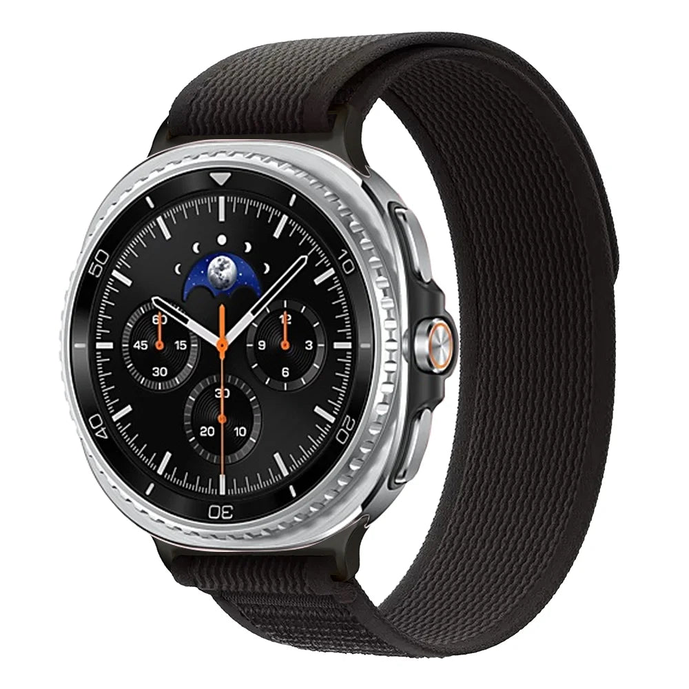 Nylon Loop Band with Edge Options in Black / Ribbed Weave for Samsung Galaxy Watch8, Watch8 Classic and Watch9