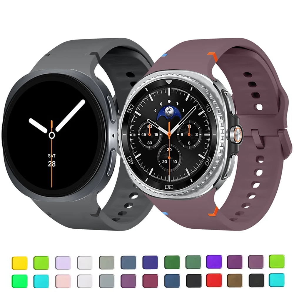 Silicone bands with color swatches for Samsung Galaxy Watch8, Watch8 Classic and Watch9