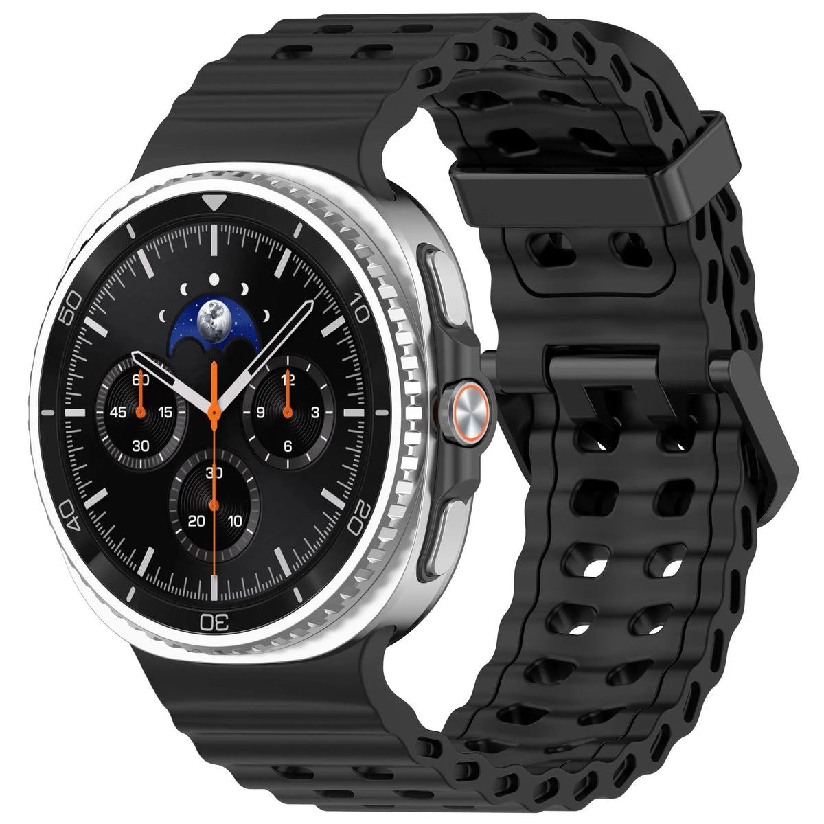 Perforated Silicone Sport Band in Black for Samsung Galaxy Watch8, Watch8 Classic and Watch9