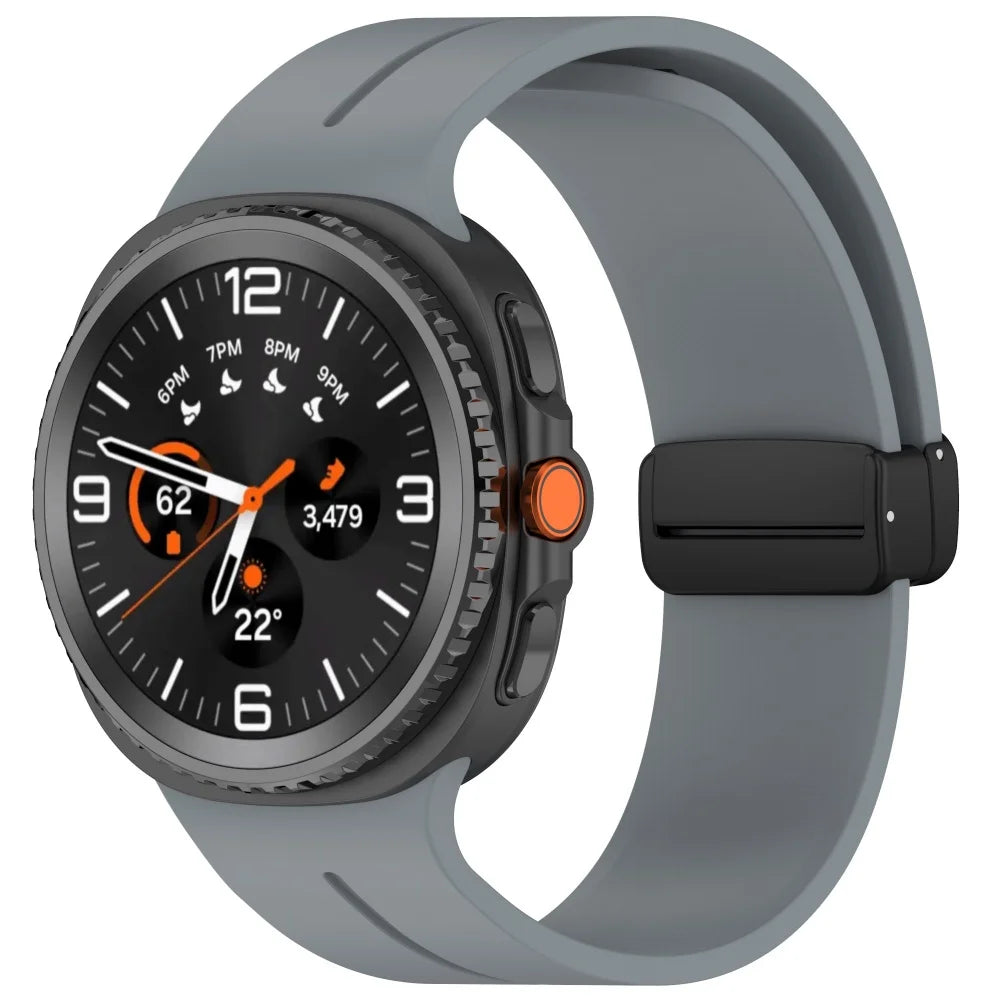 Silicone Band with Low-Profile Clasp in Space Gray for Samsung Galaxy Watch8, Watch8 Classic and Watch9