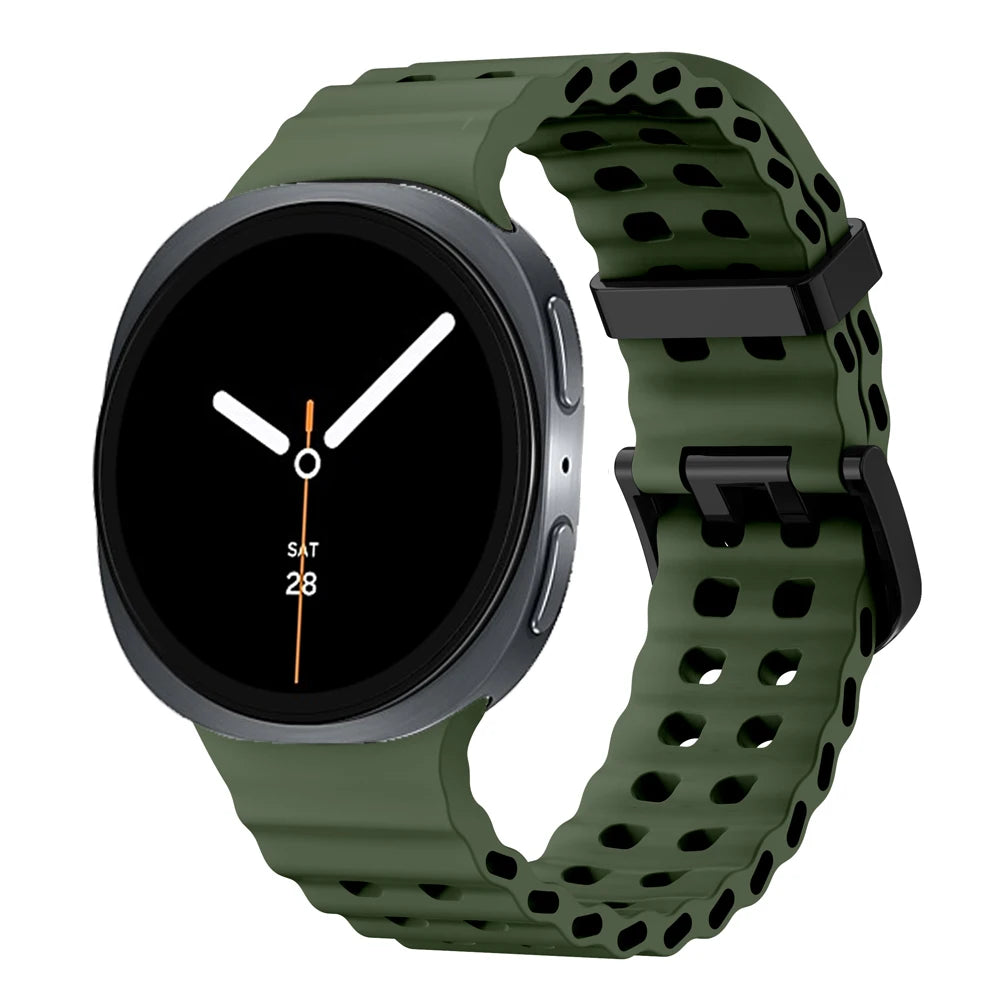 Perforated Silicone Sport Band in Olive Green for Samsung Galaxy Watch8, Watch8 Classic and Watch9