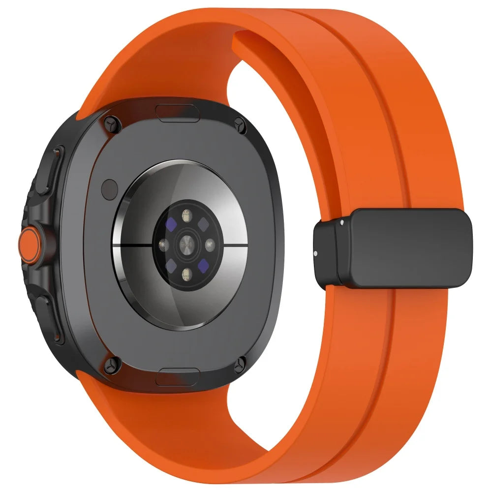 Orange silicone watch band rear view for Samsung Galaxy Watch8, Watch8 Classic and Watch9