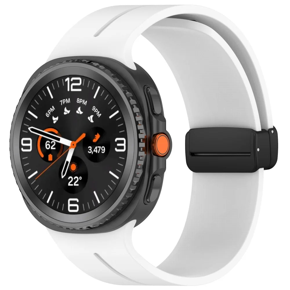 Silicone Band with Low-Profile Clasp in White for Samsung Galaxy Watch8, Watch8 Classic and Watch9