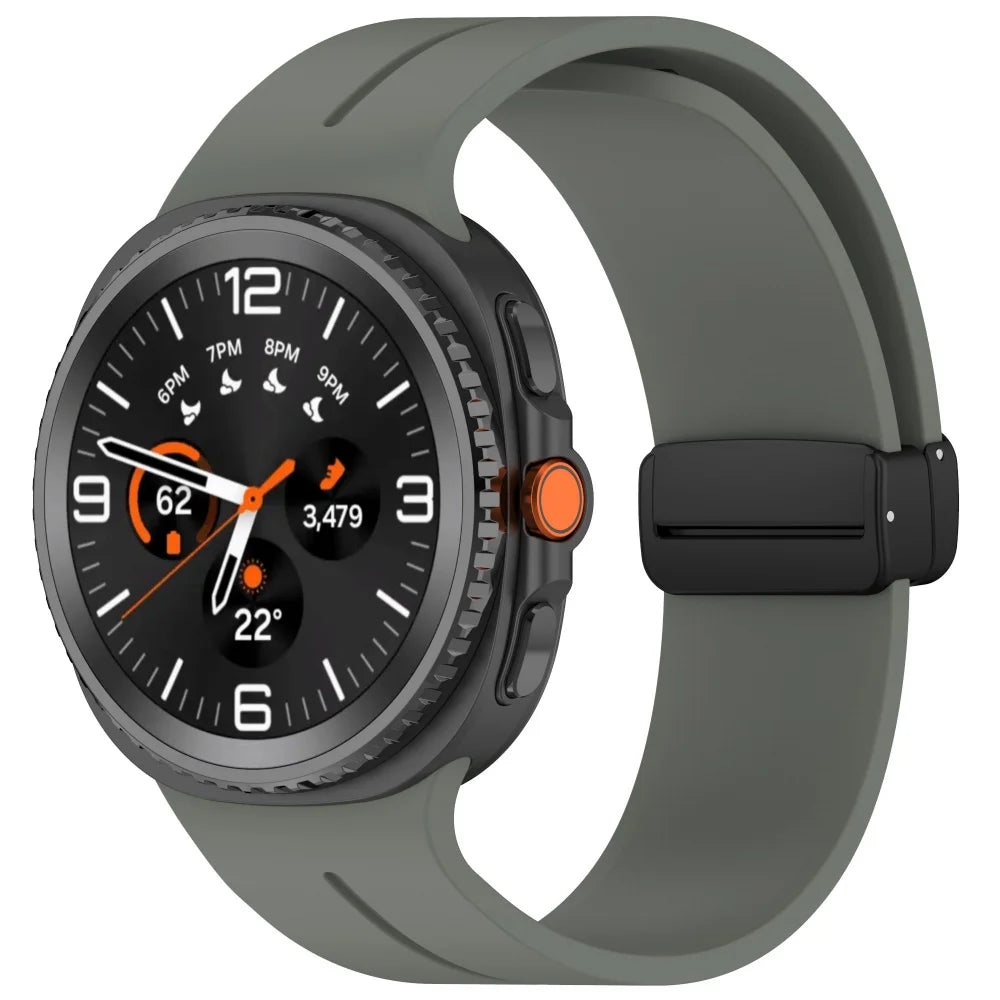 Silicone Band with Low-Profile Clasp in Army Green for Samsung Galaxy Watch8, Watch8 Classic and Watch9