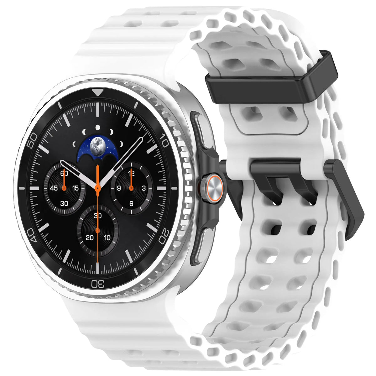 Perforated Silicone Sport Band in White for Samsung Galaxy Watch8, Watch8 Classic and Watch9