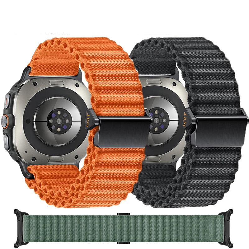 Samsung Galaxy Watch Ultra and Ultra 2 Ribbed Fabric Loop, Hook Closure