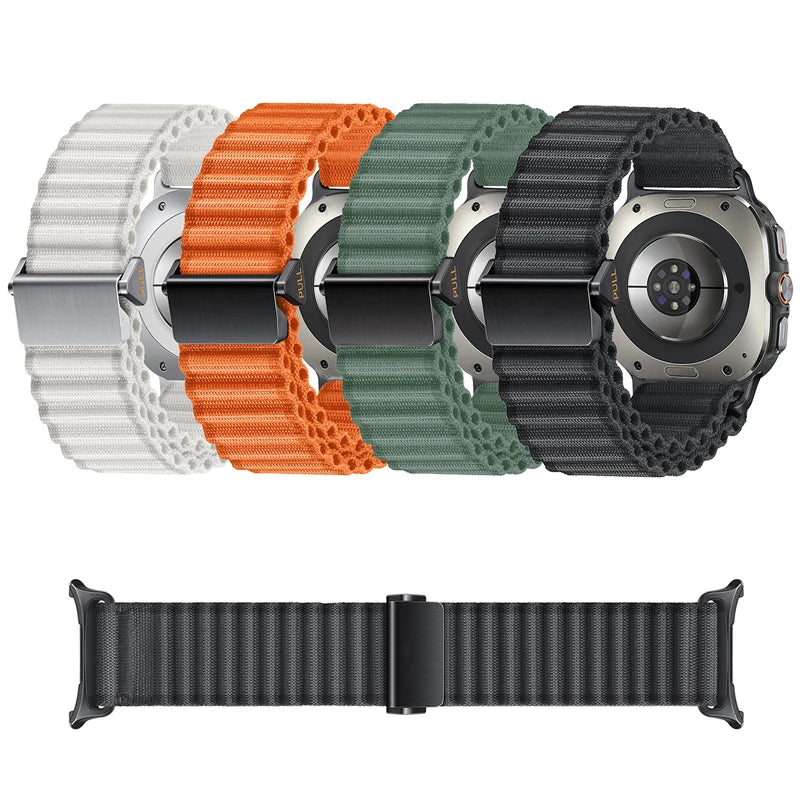 Samsung Galaxy Watch Ultra and Ultra 2 Ribbed Fabric Loop, Hook Closure — design detail