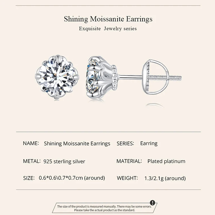 Openwork Moissanite Screw-Back Stud Earrings in Silver — Setting information