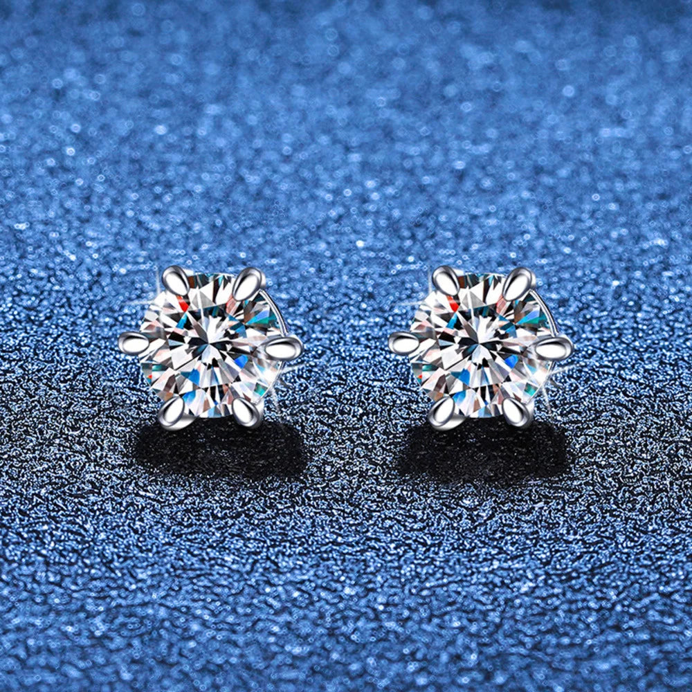 Colored Magnetic Moissanite Earrings in 925 Sterling Silver — White fronts