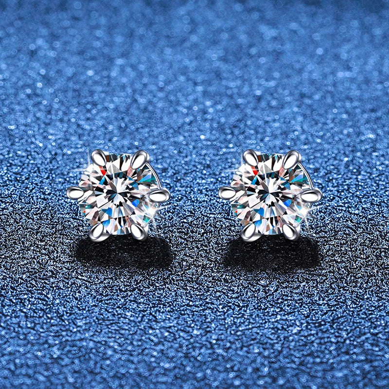 Colored Magnetic Moissanite Earrings in 925 Sterling Silver — White pair