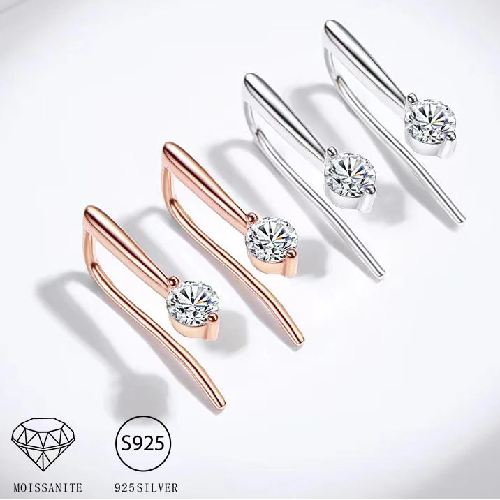 Round Moissanite Long-Hook Drop Earrings in Sterling Silver - Long-hook earring comparison