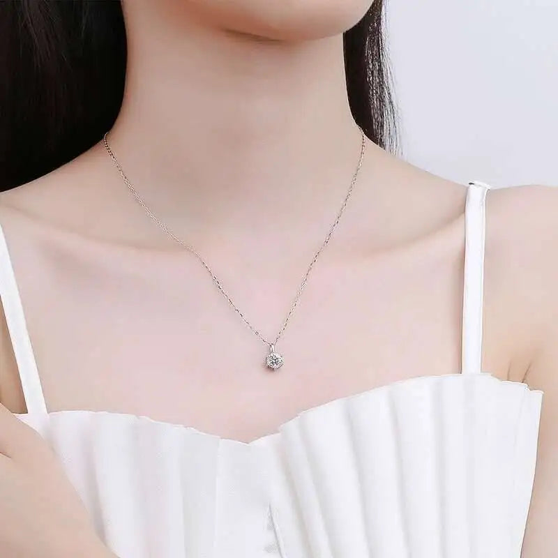 Colored Moissanite Necklace, Hook Earrings & Ring Set — Necklace worn