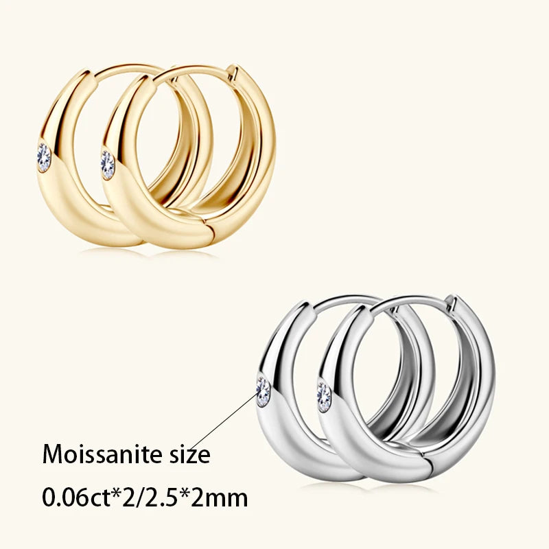 Teardrop Moissanite Accent Hoop Earrings in Sterling Silver — Stone-size guide