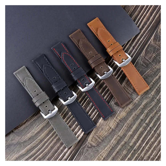 TicWatch Pro 5, Pro 3 & E3 Leather Band with Stitching Options - photographed band and color options