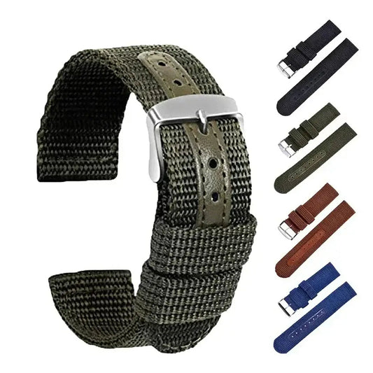 TicWatch Pro 5, Pro 3 & E3 Textured Nylon Band with Center Panel - photographed band and color options